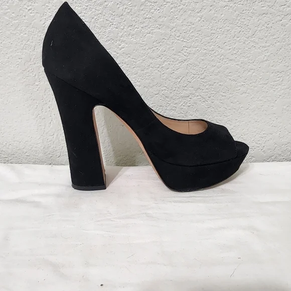 Jean-Michel Cazabat Black Suede Peep Toe Heels Size 38/8 - Picture 8 of 11